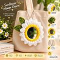 Handmade Sunflower Mirror Bag Charm – Crochet Floral Mini Mirror Keychain