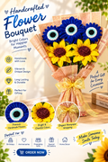 🌻 Blue & Yellow Handmade Flower Bouquet — Shopify Description