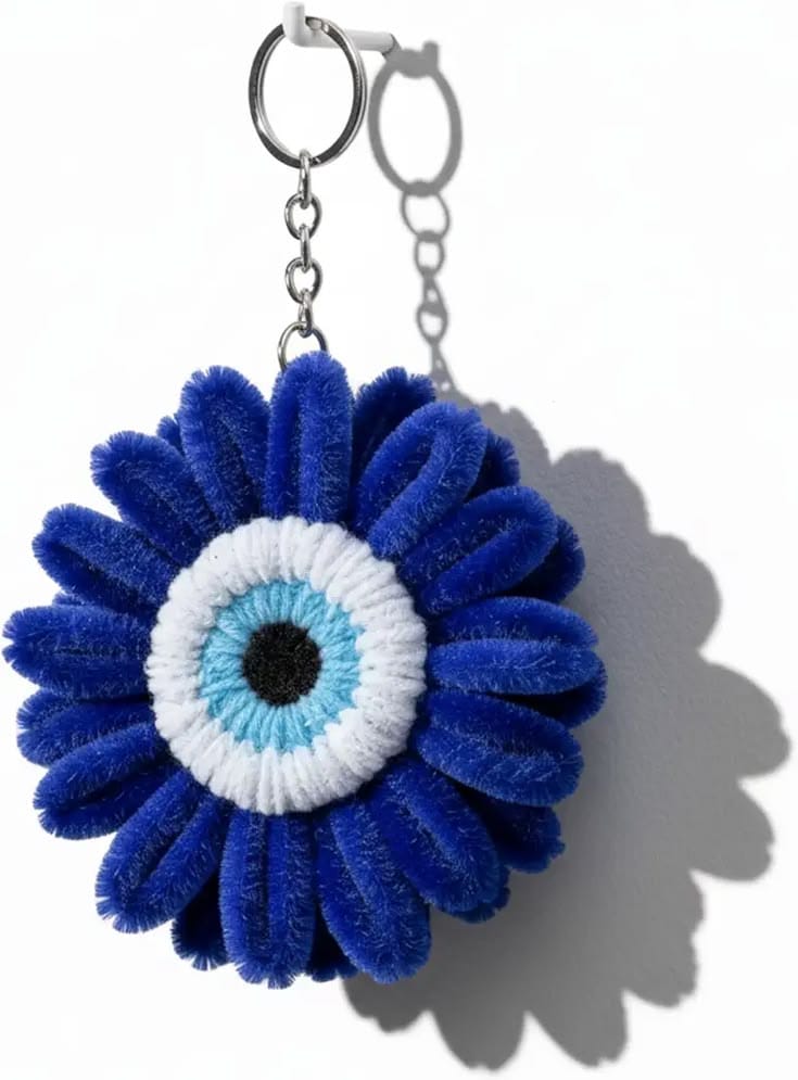 Handmade Blue Flower Keychain