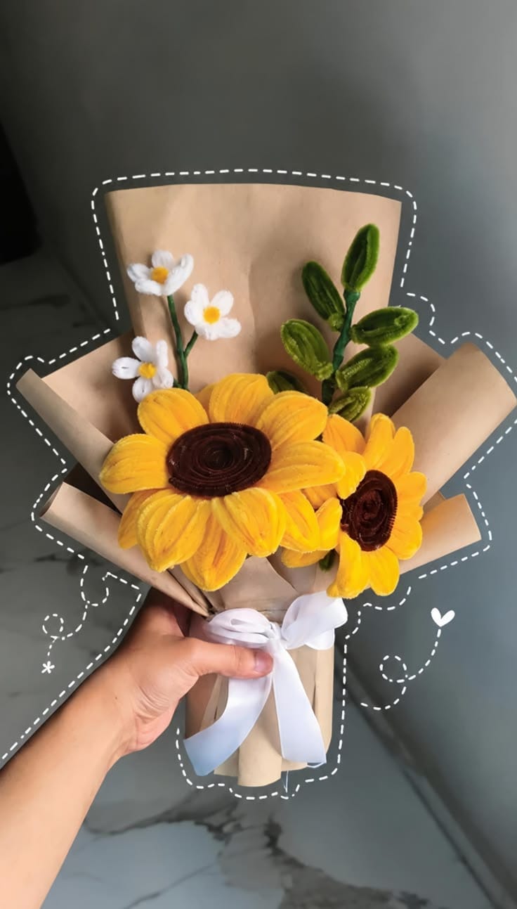 Sunny Bloom Yellow Sunflower Bouquet – Handmade Artificial Flower Gift