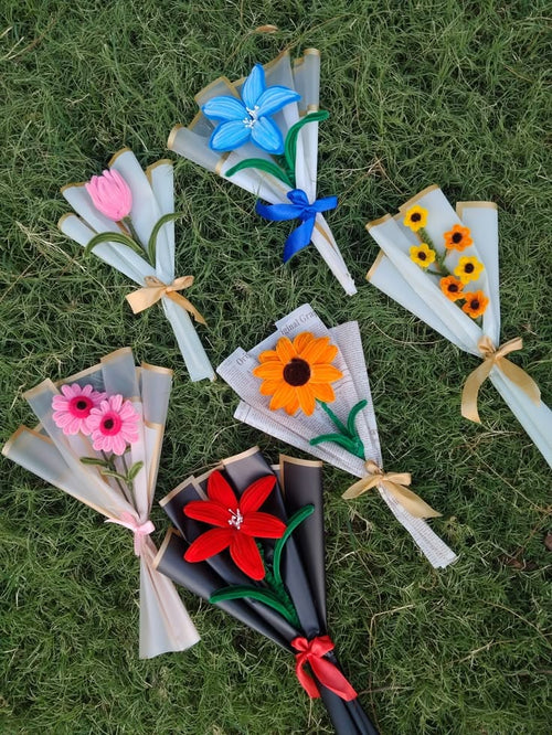 Handmade Mini Flower Bouquet – Colorful Artificial Flower Gift Arrangement
