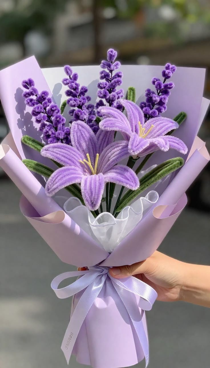 💜 Handmade Lavender Flower Bouquet