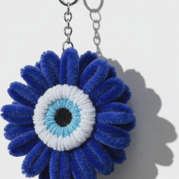 Handmade Blue Flower Keychain
